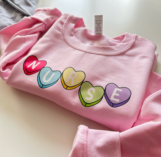 Nurse Candied Hearts Crewneck